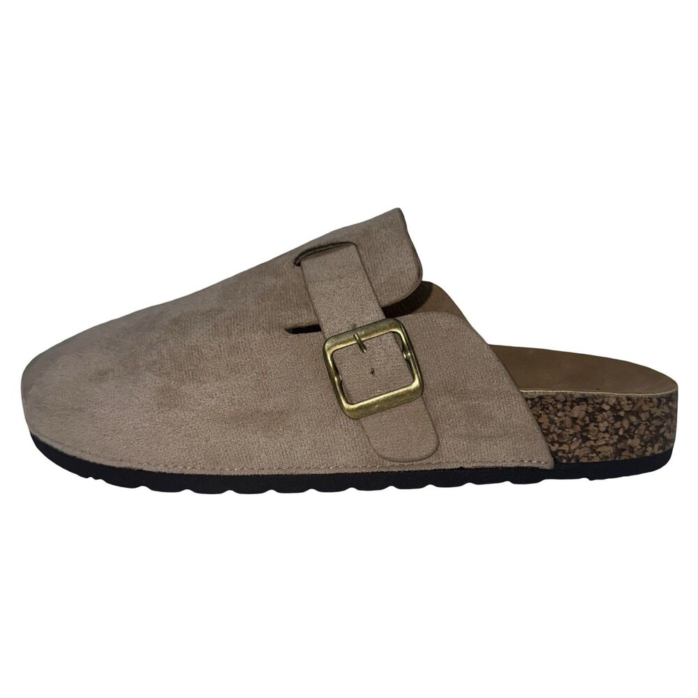 YOKI Gila-102 Womens Size 10 Clog Mules Faux Shoes Taupe Tan Cork Buckle New